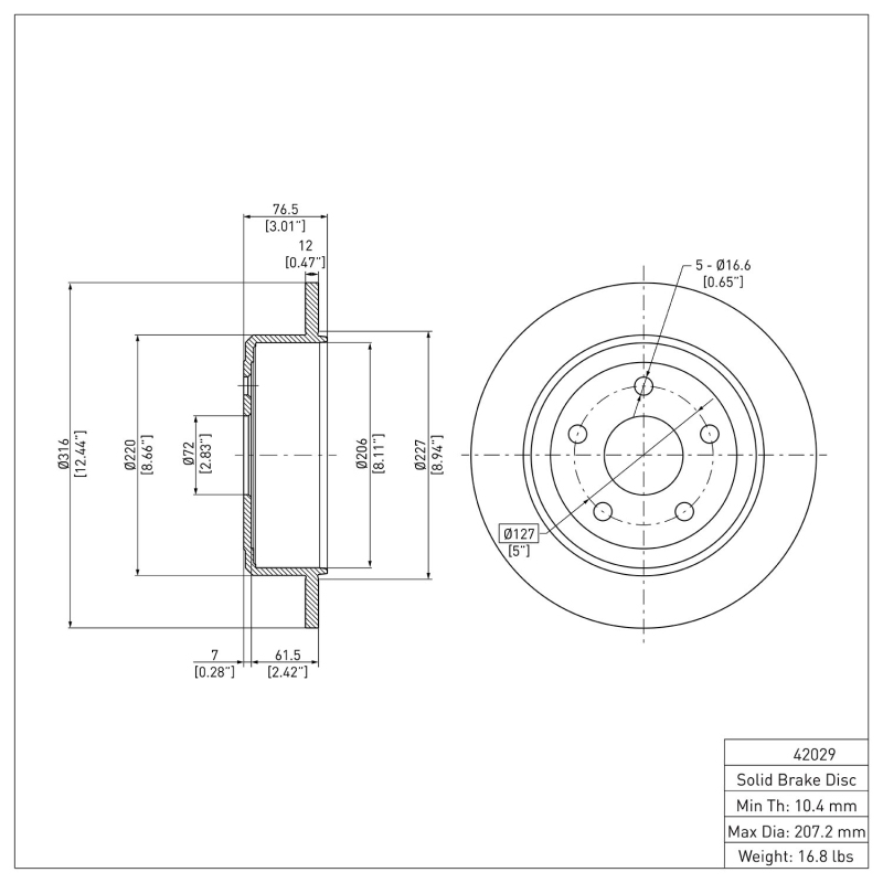 Jeep Wrangler Brake Rotor (1) - Rear - R1 Concepts - Plain - `07-`18